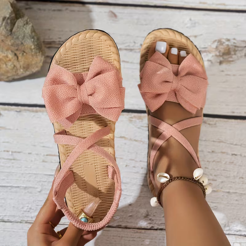 Women's Beige Sandals with Thick Platform Sole