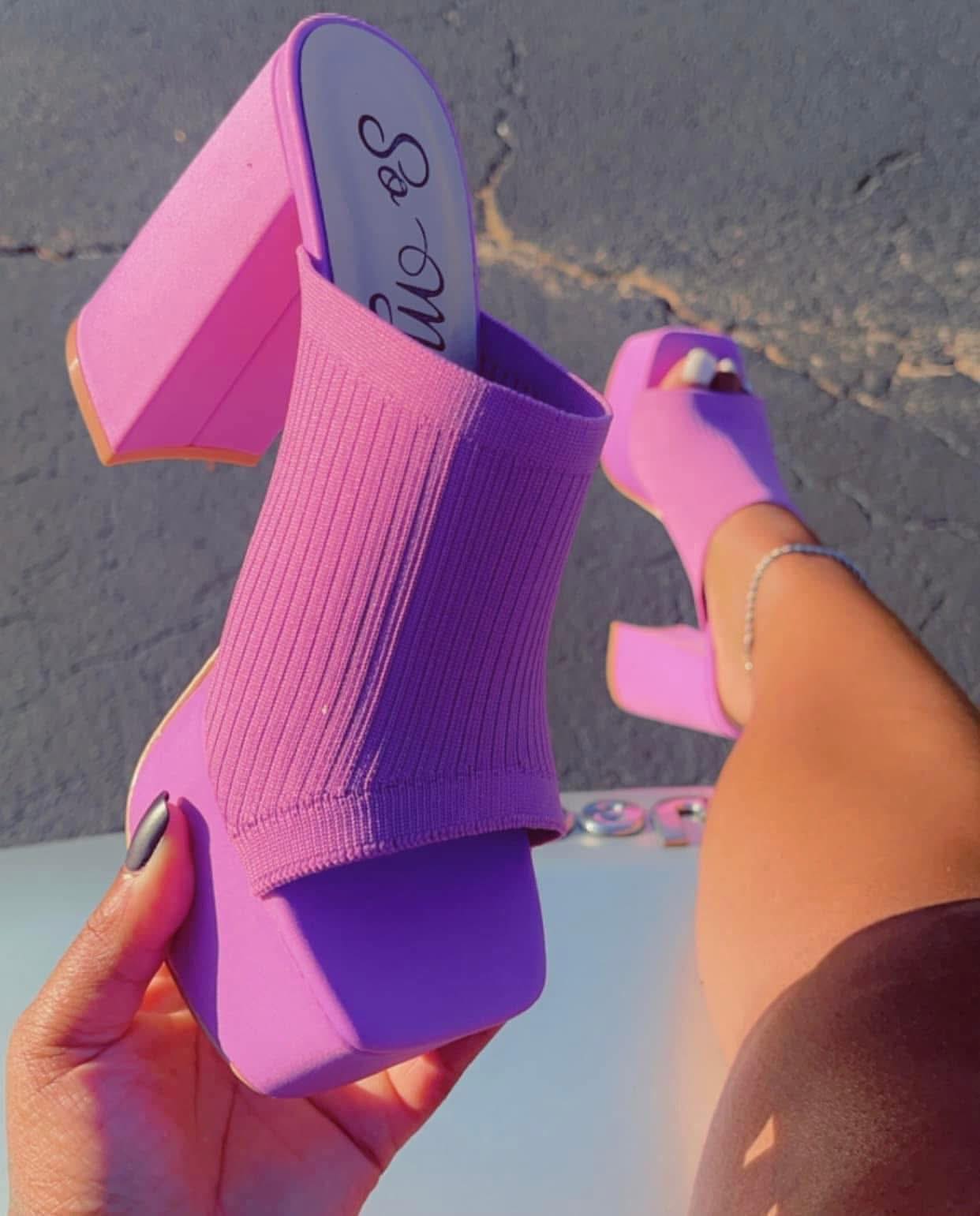 Ribbed Block Heel Open-Toe Sandals