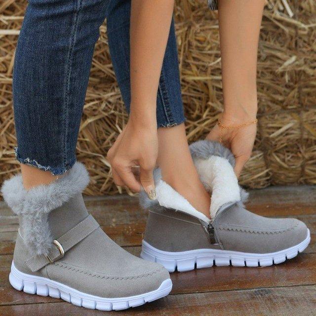 Winter Women Fur Warm Chelsea Snow Boots Casual Shoes New Short Plush Suede Ankle Boots Flats Gladiator Sport Ladies Boots