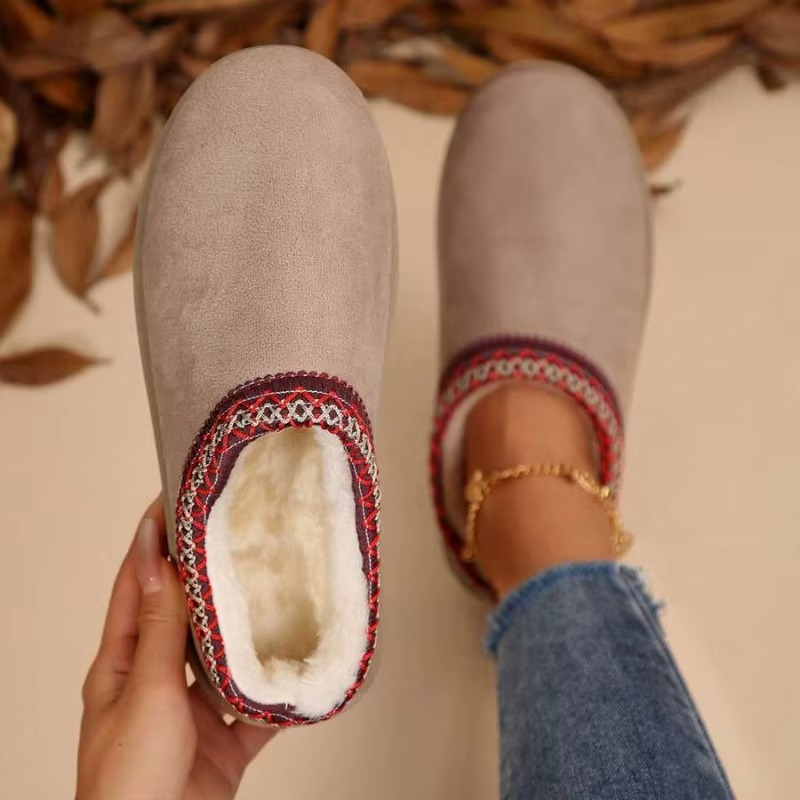 2025 New Women's Snow Boots Casual Slip-on Wool Warm Home Luxury Elegant Winter Cashmere Warm Boots Fashion Flat Shoes Plus Size