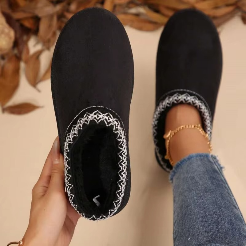 2025 New Women's Snow Boots Casual Slip-on Wool Warm Home Luxury Elegant Winter Cashmere Warm Boots Fashion Flat Shoes Plus Size