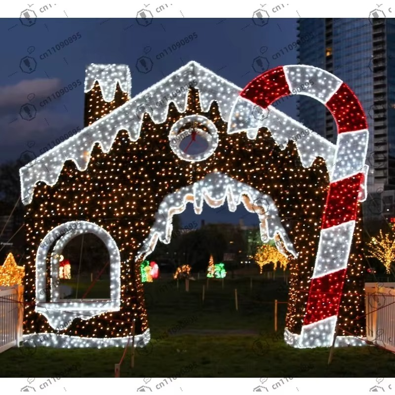 Hot Sale Light Emitting Diode Waterproof Giant Christmas Walk Gingerbread Candy House Outdoor Theme