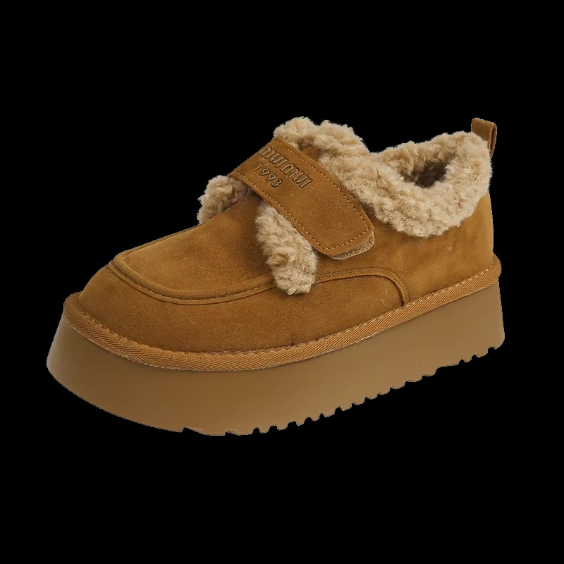 Warm Lamb Wool Cotton Padded Shoes Women New Flat Thicken Plush Winter Boots Woman Non Slip Thick Bottom Ankle Snow Boots