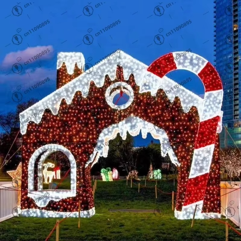 Hot Sale Light Emitting Diode Waterproof Giant Christmas Walk Gingerbread Candy House Outdoor Theme