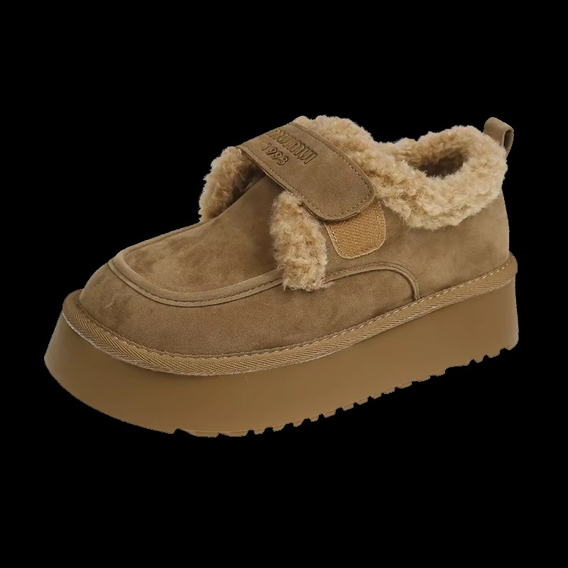 Warm Lamb Wool Cotton Padded Shoes Women New Flat Thicken Plush Winter Boots Woman Non Slip Thick Bottom Ankle Snow Boots