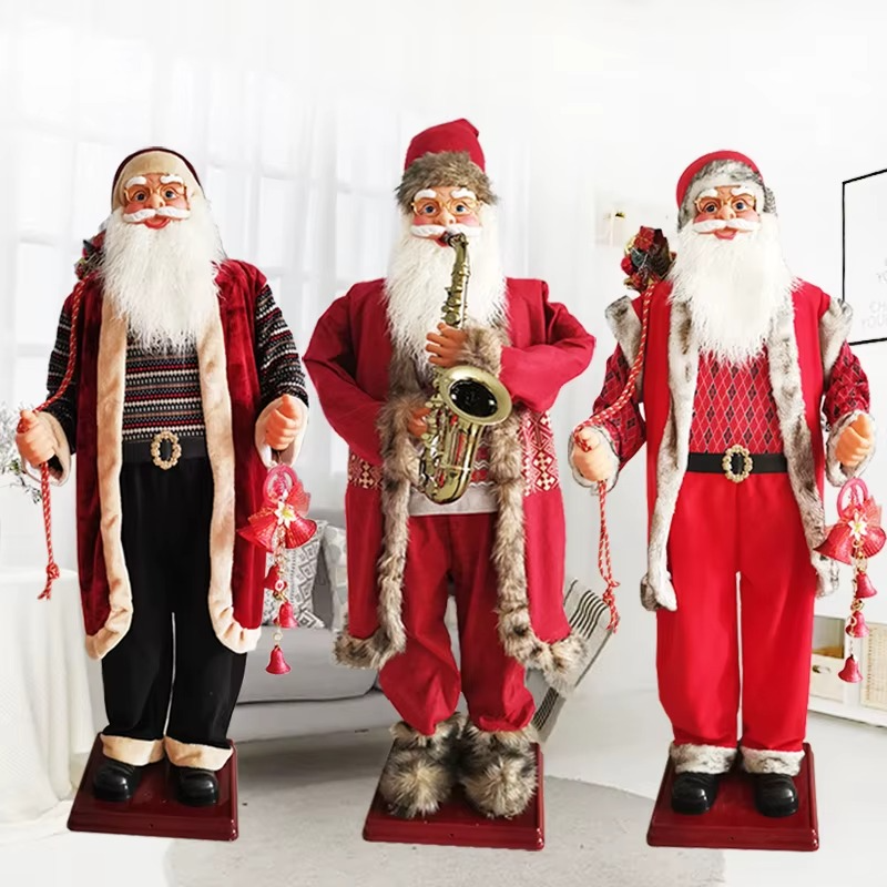 1.3 meters electric Santa Claus ornament singing and dancing playing saxophone welcome ornament Christmas ornament