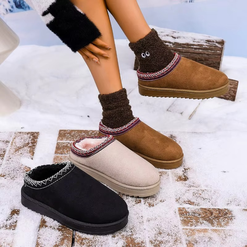 2025 New Women's Snow Boots Casual Slip-on Wool Warm Home Luxury Elegant Winter Cashmere Warm Boots Fashion Flat Shoes Plus Size