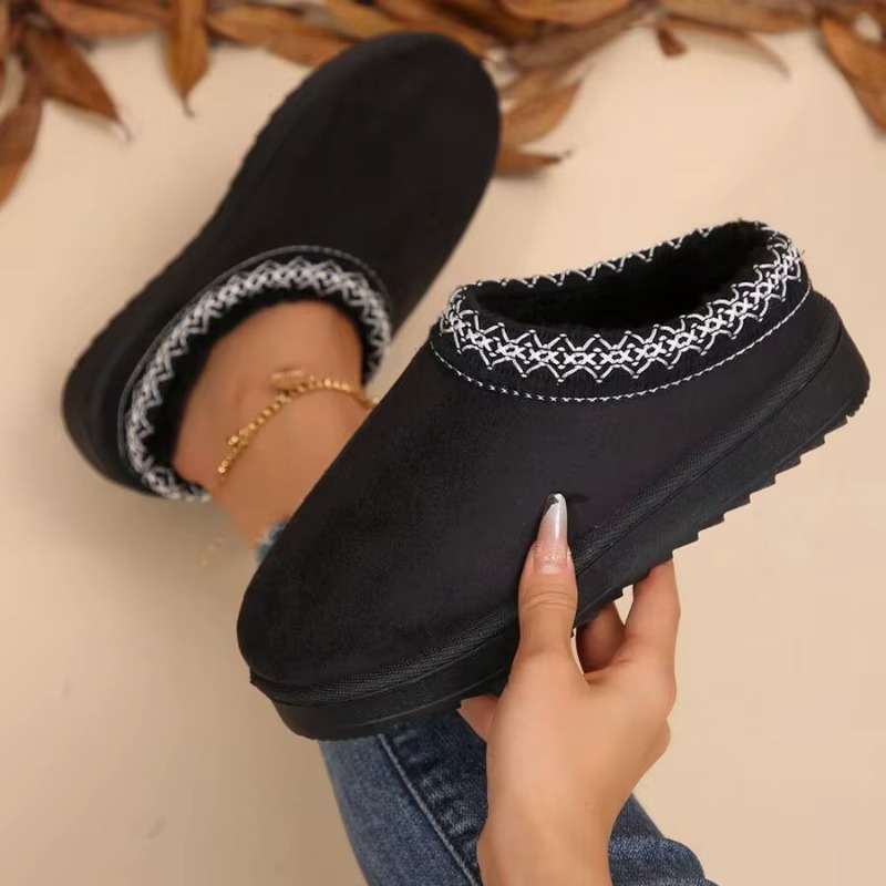 2025 New Women's Snow Boots Casual Slip-on Wool Warm Home Luxury Elegant Winter Cashmere Warm Boots Fashion Flat Shoes Plus Size