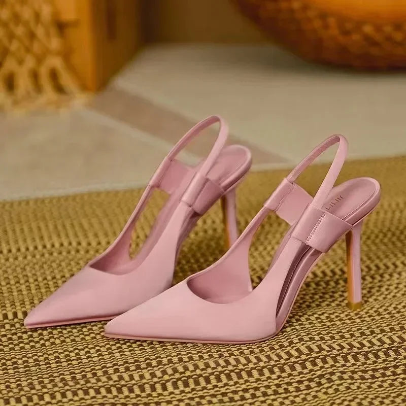 Fashion Summer New Hot Women's Slingback Shoes Pointed Toe Slip On Sandals for Ladies Thin High Heel Sandals Zapatos Mujer
