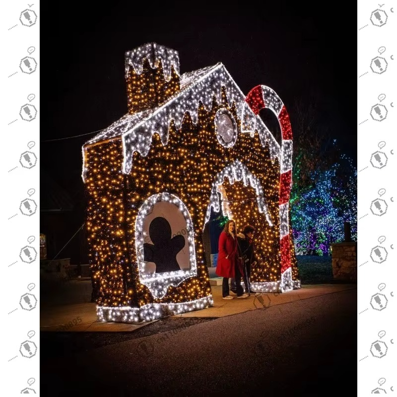 Hot Sale Light Emitting Diode Waterproof Giant Christmas Walk Gingerbread Candy House Outdoor Theme