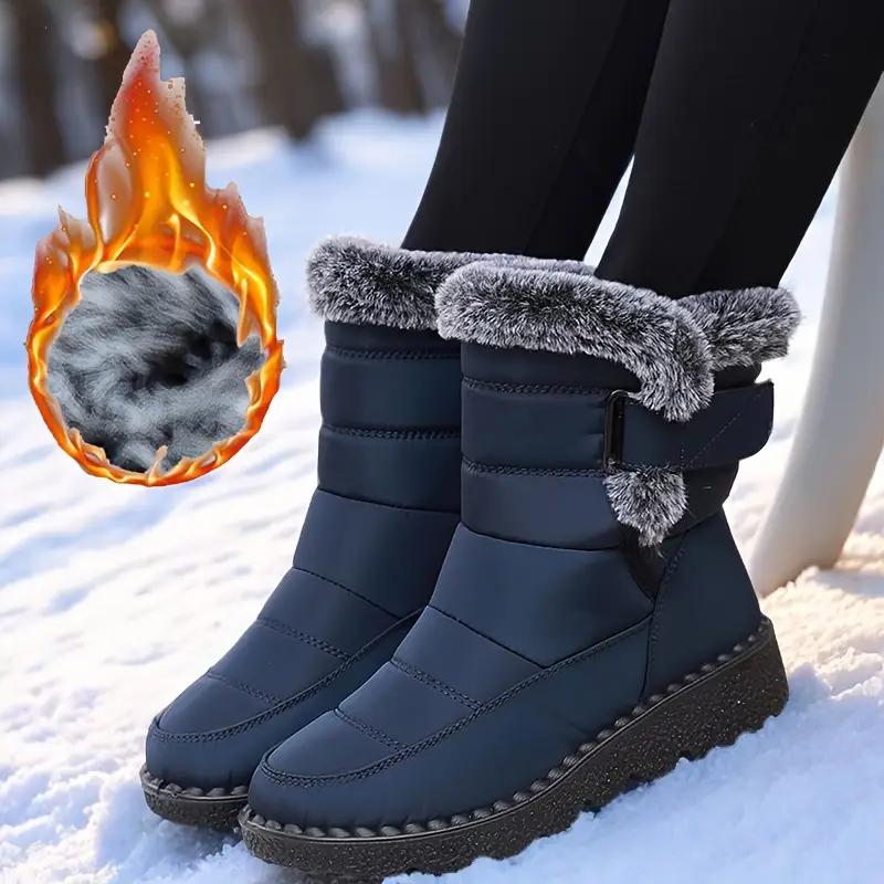Women'S Winter Boots - Thermal Insulated Mid-Calf Boots with Non-Slip PU Sole, Adjustable Strap Closure, Warm Lining Winter Boots, Footwear