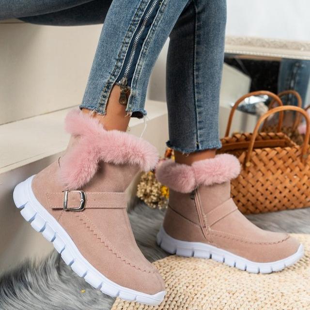 Winter Women Fur Warm Chelsea Snow Boots Casual Shoes New Short Plush Suede Ankle Boots Flats Gladiator Sport Ladies Boots