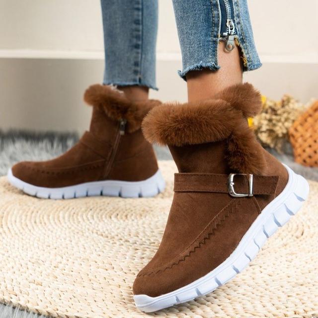 Winter Women Fur Warm Chelsea Snow Boots Casual Shoes New Short Plush Suede Ankle Boots Flats Gladiator Sport Ladies Boots