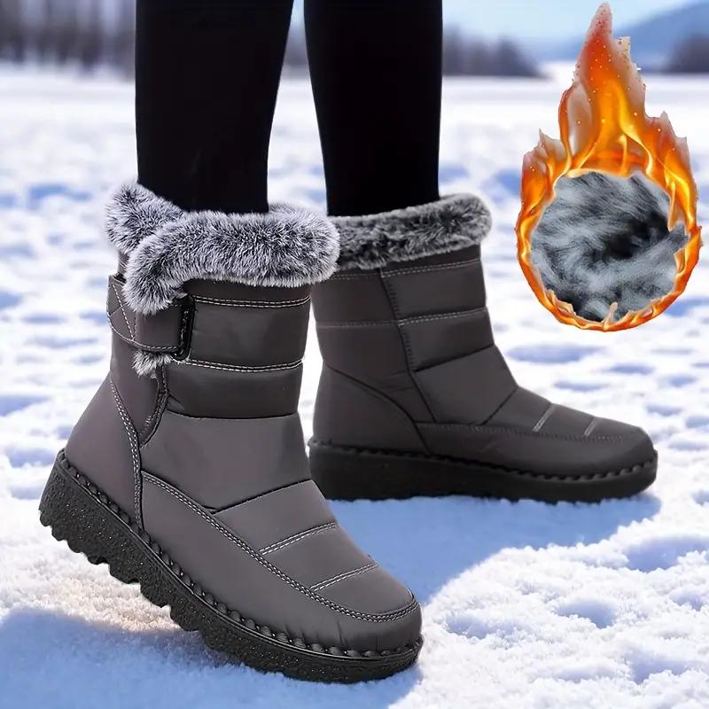 Women'S Winter Boots - Thermal Insulated Mid-Calf Boots with Non-Slip PU Sole, Adjustable Strap Closure, Warm Lining Winter Boots, Footwear