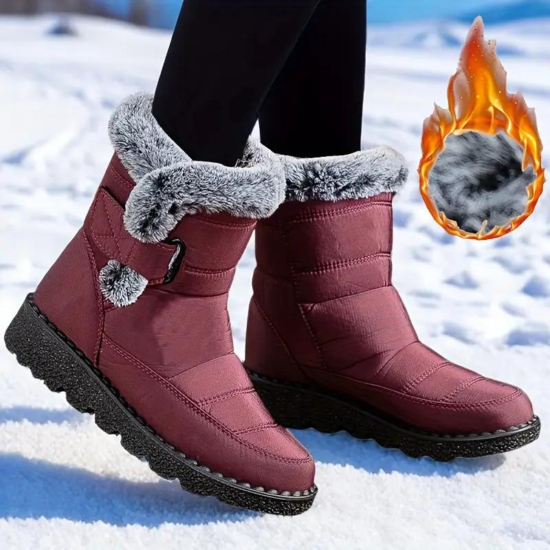 Women'S Winter Boots - Thermal Insulated Mid-Calf Boots with Non-Slip PU Sole, Adjustable Strap Closure, Warm Lining Winter Boots, Footwear