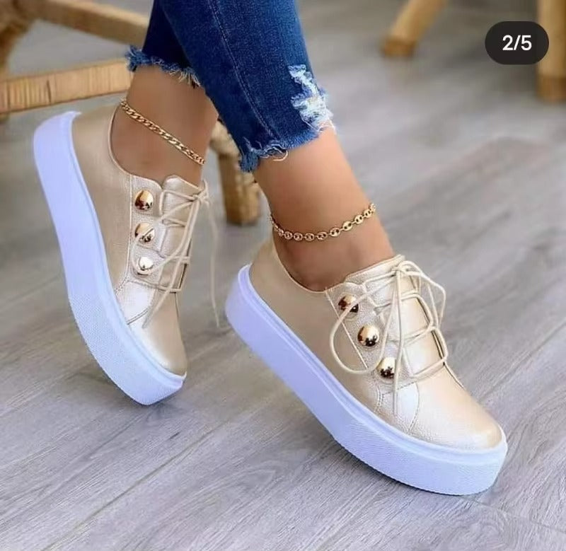 Platform Casual Sport Shoes Women's Plus Size 43 Lace Up Sneakers Wedge Non Slip Woman Vulcanize Casual Shoes Zapatos De Mujer